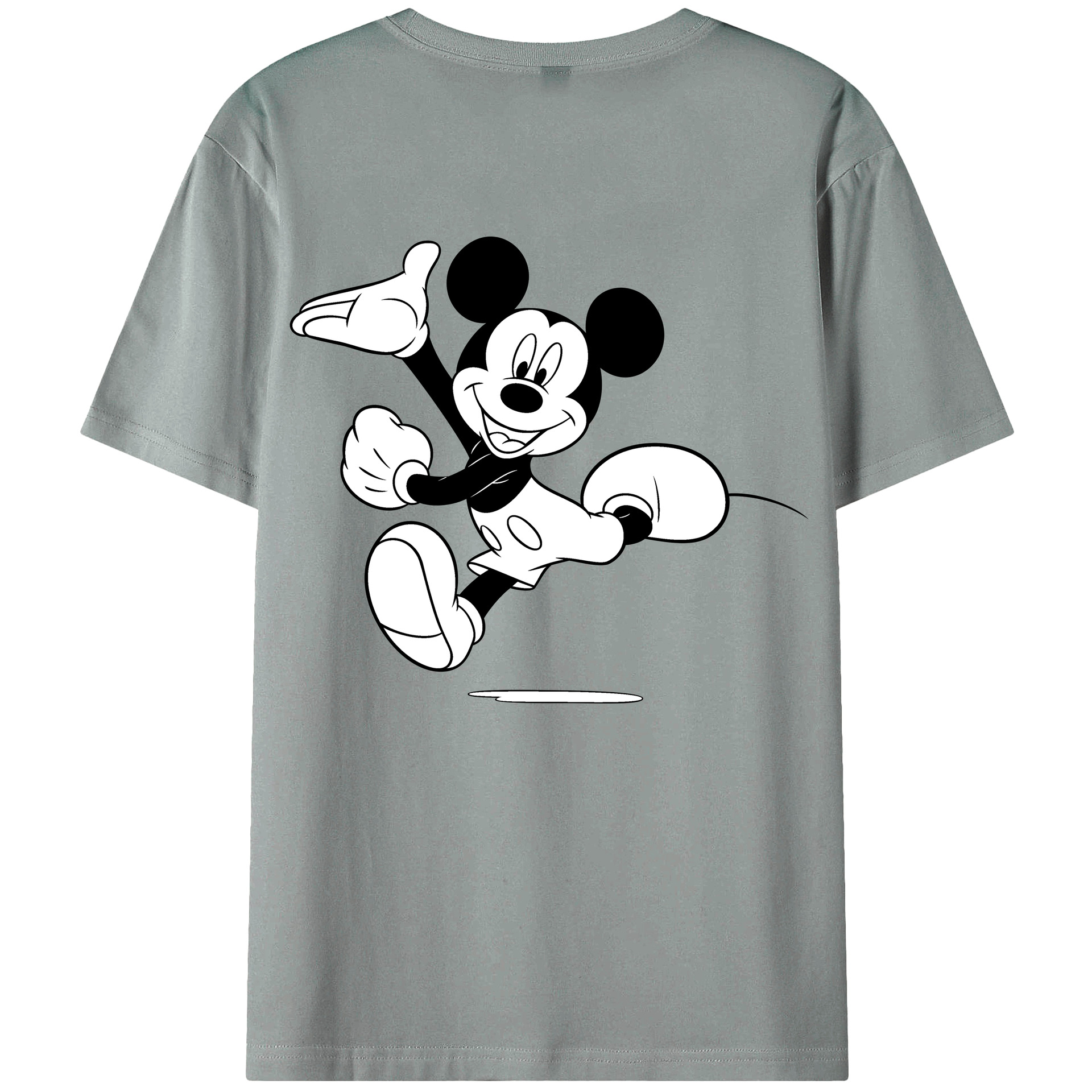 ミッキーマウス Mickey Mouse 綿100％ メンズ半袖Tシャツ（バックプリント） 通気性